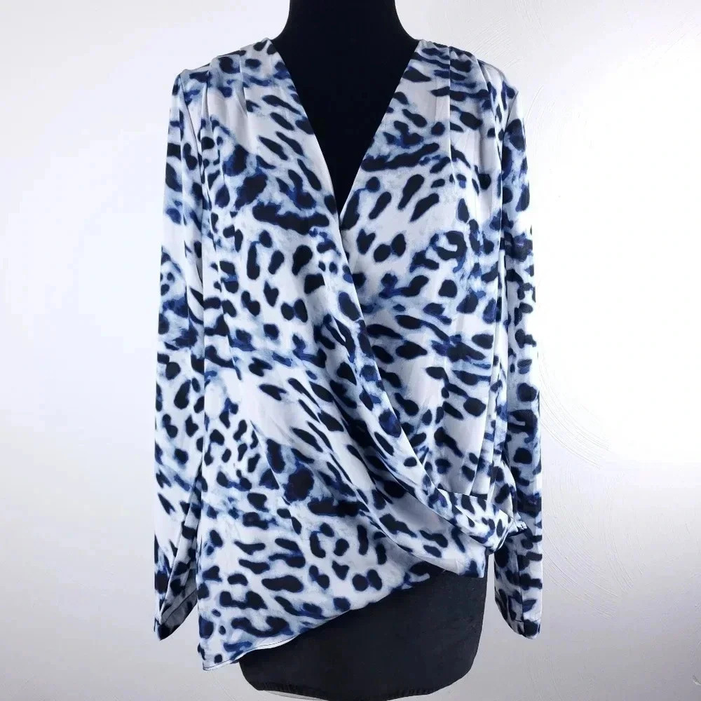 Revolve Eight Sixty Cerulean animal Print Lightweight Blouse M